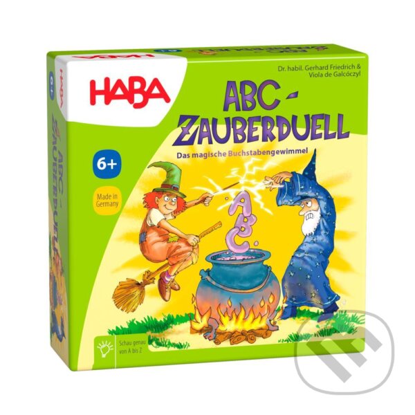 Společenská hra: Čarodejnícky duel ABC od 6 rokov (Haba). Haba, 2025 Společenská hra: Čarodejnícky duel ABC od 6 rokov (Haba). Haba, 2025