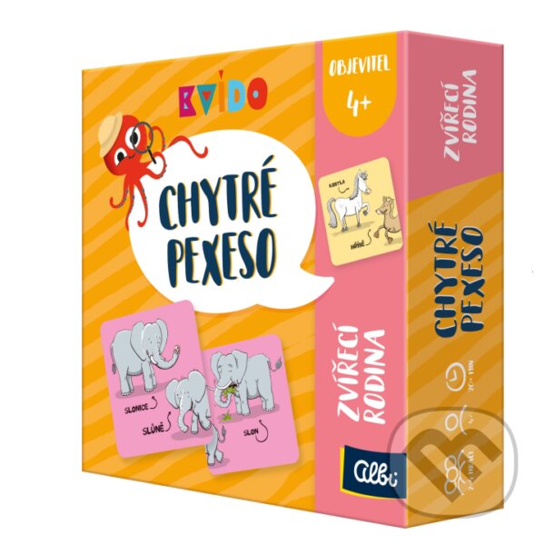 Společenská hra: Kvído Chytré pexeso zvířecí rodina (Albi). Albi, 2018 Společenská hra: Kvído Chytré pexeso zvířecí rodina (Albi). Albi, 2018