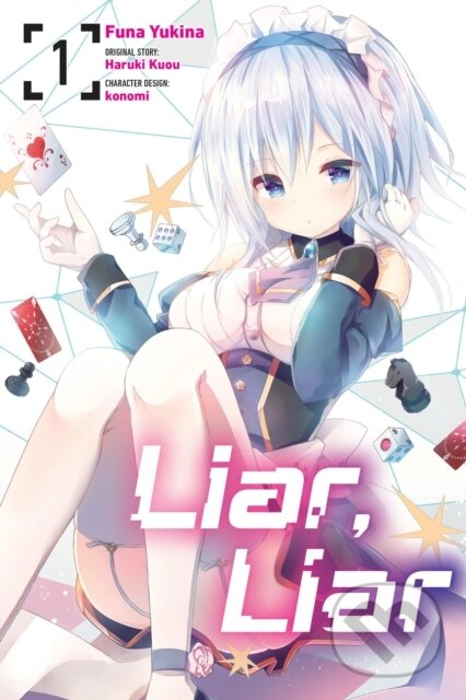 Kniha: Liar, Liar, Vol. 1 (manga) (Amethyst Xuan, Haruki Kuou, Kevin Gifford a Funa Yukina). Yen Press, 2025 Kniha: Liar, Liar, Vol. 1 (manga) (Amethyst Xuan, Haruki Kuou, Kevin Gifford a Funa Yukina). Yen Press, 2025
