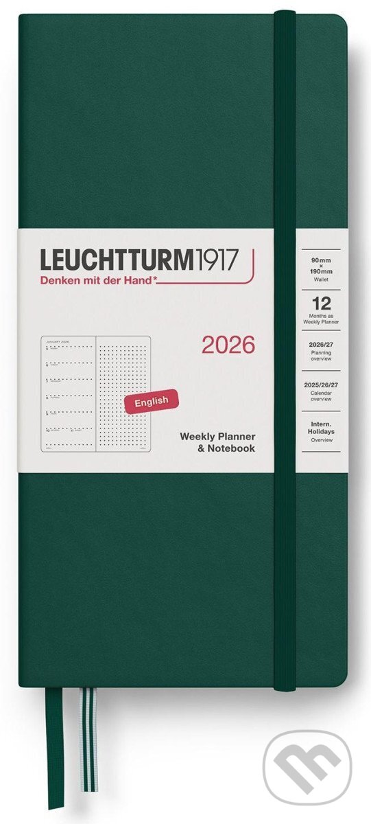 Weekly Planner & Notebook 2026 Wallet (B6+ x A6) Forest Green - tečkovaný (Leuchtturm1917). Leuchtturm1917, 2025 Weekly Planner & Notebook 2026 Wallet (B6+ x A6) Forest Green - tečkovaný (Leuchtturm1917). Leuchtturm1917, 2025