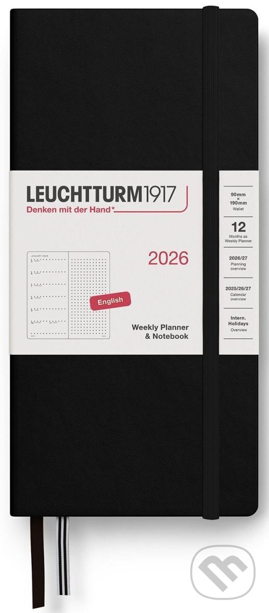Weekly Planner & Notebook 2026 Wallet (B6+ x A6) Black - tečkovaný (Leuchtturm1917). Leuchtturm1917, 2025 Weekly Planner & Notebook 2026 Wallet (B6+ x A6) Black - tečkovaný (Leuchtturm1917). Leuchtturm1917, 2025