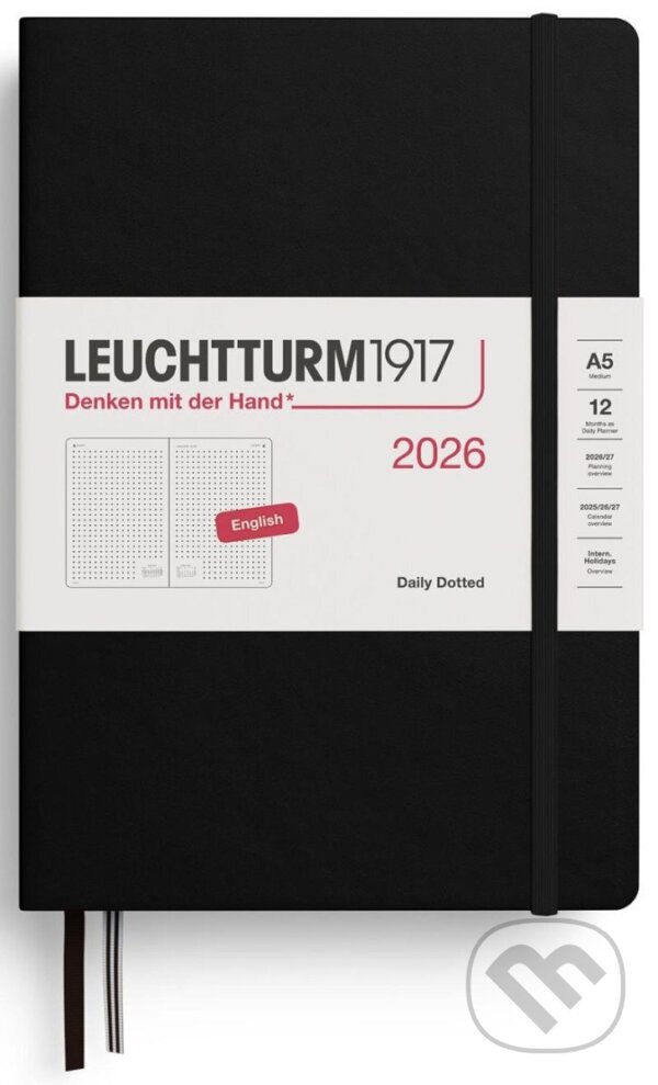 Daily Planner 2026 Medium (A5) Black - tečkovaný (Leuchtturm1917). Leuchtturm1917, 2025 Daily Planner 2026 Medium (A5) Black - tečkovaný (Leuchtturm1917). Leuchtturm1917, 2025