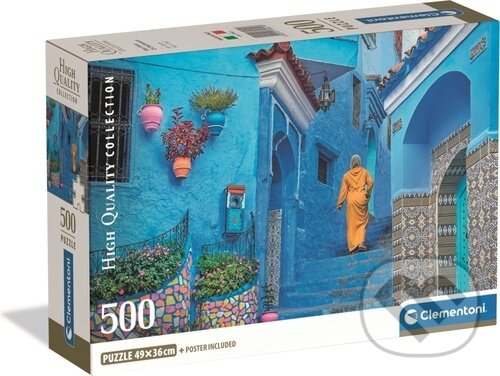 Puzzle: Puzzle Modrá ulička v Chefchaouenu 500 dílků (Clementoni). Clementoni, 2026 Puzzle: Puzzle Modrá ulička v Chefchaouenu 500 dílků (Clementoni). Clementoni, 2026