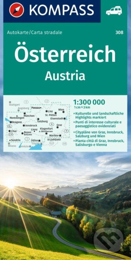 Rakúsko 1: 300 000 (Kompass). Kompass, 2024 Rakúsko 1: 300 000 (Kompass). Kompass, 2024