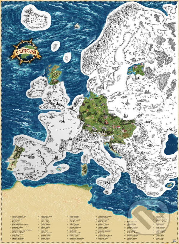 Stieracia mapa Európy Deluxe, Giftio, 2018
