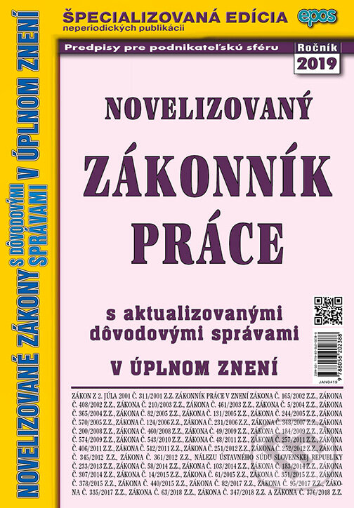 Kniha: Novelizovaný Zákonník práce (Epos). Epos, 2019 Kniha: Novelizovaný Zákonník práce (Epos). Epos, 2019