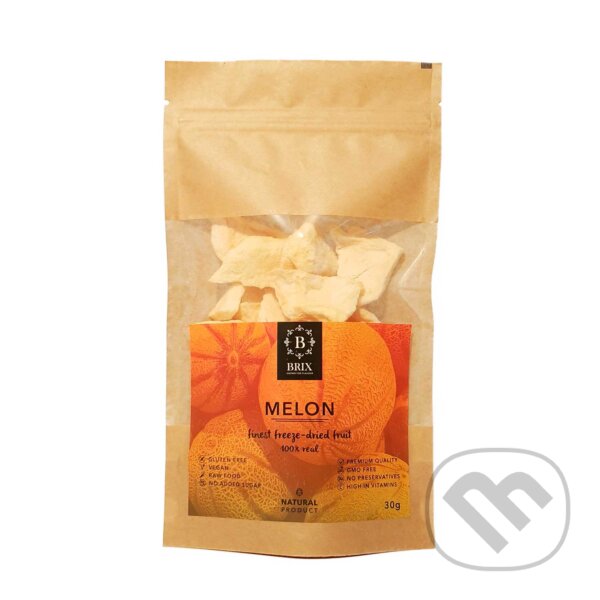Kávy a čaje: Mrazom sušený melón Cantaloupe 30g (Brix). Brix, 2019 Kávy a čaje: Mrazom sušený melón Cantaloupe 30g (Brix). Brix, 2019