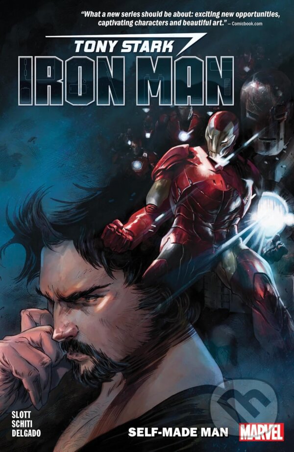 Kniha: Tony Stark: Iron Man 1: Self-Made Man (Dan Slott). Marvel, 2019 Kniha: Tony Stark: Iron Man 1: Self-Made Man (Dan Slott). Marvel, 2019