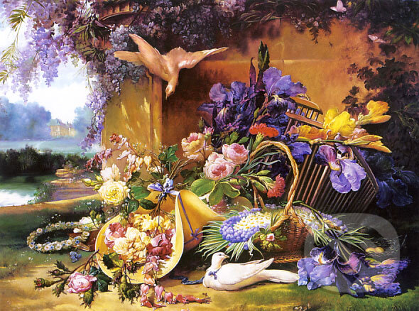 Puzzle: Kópia: "Elegant Still Life with Flowers" (Eugene Bidau). Castorland Puzzle: Kópia: "Elegant Still Life with Flowers" (Eugene Bidau). Castorland