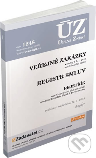 Kniha: ÚZ č. 1248 - Veřejné zakázky, Registr smluv (Sagit). Sagit, 2018 Kniha: ÚZ č. 1248 - Veřejné zakázky, Registr smluv (Sagit). Sagit, 2018