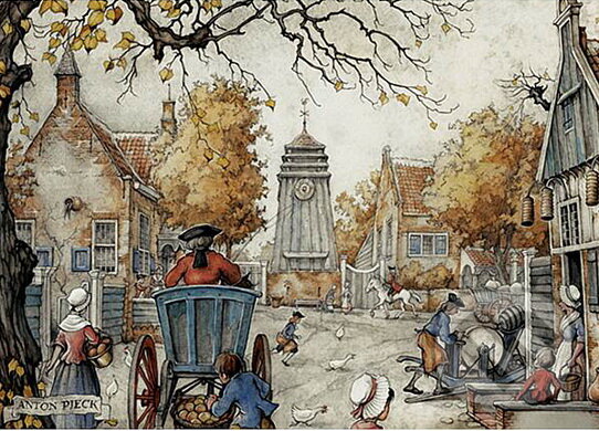 Puzzle: Anton Pieck - The Village Square (Jumbo). Jumbo Puzzle: Anton Pieck - The Village Square (Jumbo). Jumbo