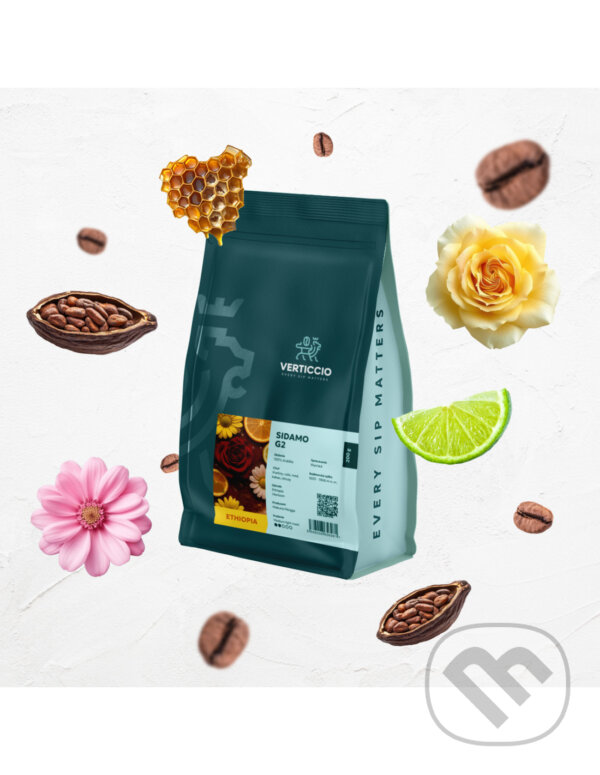 Kávy a čaje: Verticcio Ethiopia Sidamo G2 (Verticcio). Verticcio, 2019 Kávy a čaje: Verticcio Ethiopia Sidamo G2 (Verticcio). Verticcio, 2019