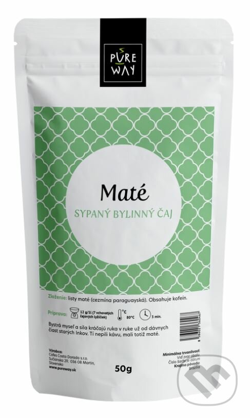 Kávy a čaje: Maté - sypaný bylinný čaj (Pure Way). Pure Way, 2020 Kávy a čaje: Maté - sypaný bylinný čaj (Pure Way). Pure Way, 2020