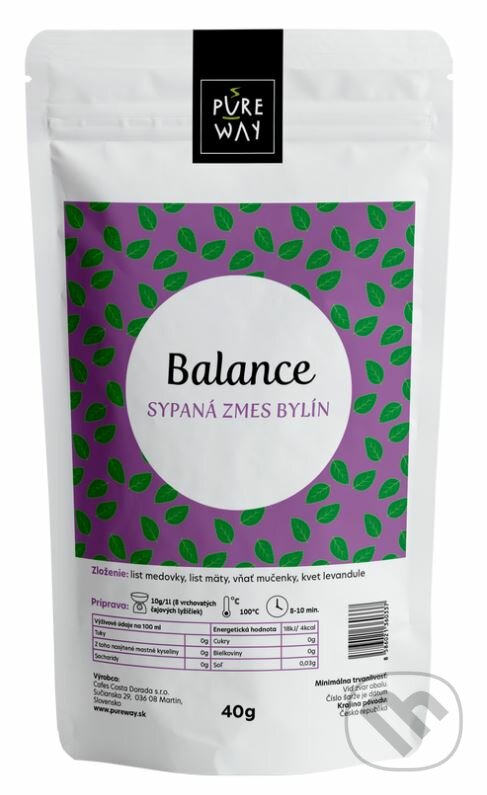 Kávy a čaje: Balance - sypaný bylinný čaj (Pure Way). Pure Way, 2020 Kávy a čaje: Balance - sypaný bylinný čaj (Pure Way). Pure Way, 2020