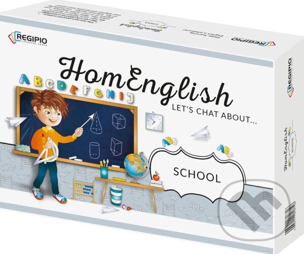 Společenská hra: HomEnglish: Let’s Chat About school (Regipio). Regipio, 2019 Společenská hra: HomEnglish: Let’s Chat About school (Regipio). Regipio, 2019