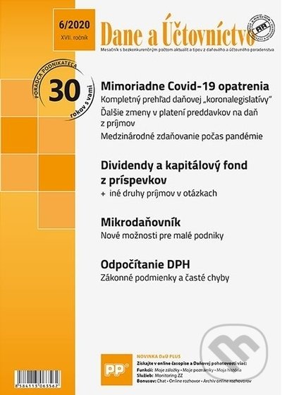 Dane a účtovníctvo 6/2020 (Poradca podnikateľa). Poradca podnikateľa, 2020 Dane a účtovníctvo 6/2020 (Poradca podnikateľa). Poradca podnikateľa, 2020