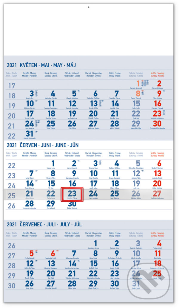 Nástěnný kalendář Standard (modrý) 2021, Presco Group, 2020