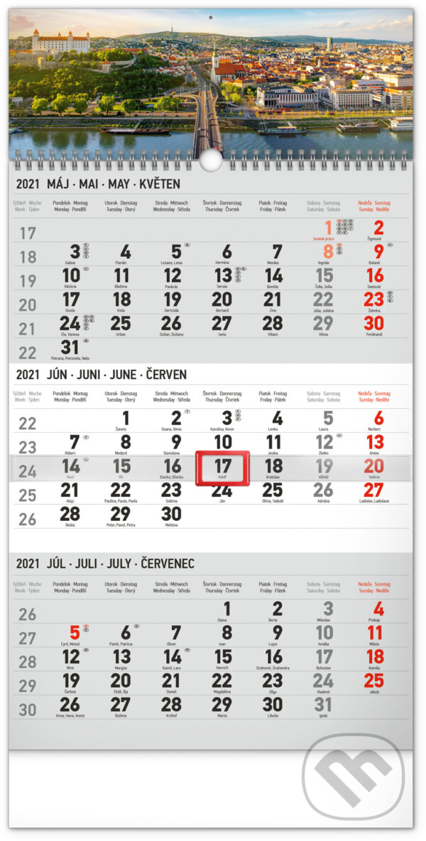 Nástenný kalendár Bratislava (šedý) 2021, Presco Group, 2020