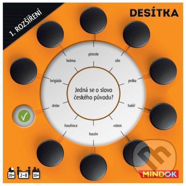 Společenská hra: Desítka CZ: 1. rozšíření (Mindok). Mindok, 2020 Společenská hra: Desítka CZ: 1. rozšíření (Mindok). Mindok, 2020