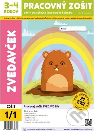 Kniha: Zvedavček - Pracovný zošit 3-4 rokov (Mária Tašková). Maquita, 2020 Kniha: Zvedavček - Pracovný zošit 3-4 rokov (Mária Tašková). Maquita, 2020