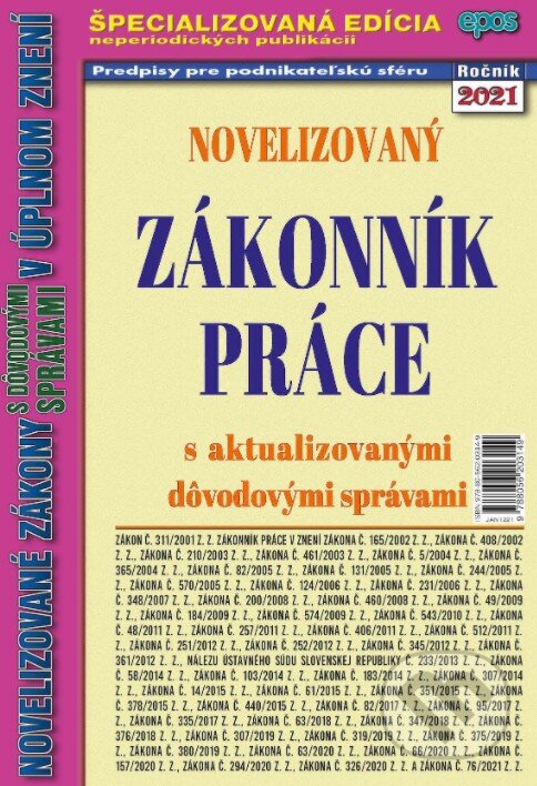 Kniha: Novelizovaný Zákoník práce (Epos). Epos, 2021 Kniha: Novelizovaný Zákoník práce (Epos). Epos, 2021