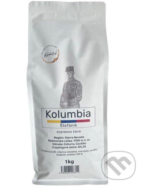 Kávy a čaje: Káva Štefánik Kolumbia (Kávoholik). Kávoholik, 2021 Kávy a čaje: Káva Štefánik Kolumbia (Kávoholik). Kávoholik, 2021