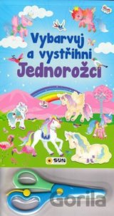Vybarvuj a Vystřihni: Jednorožci (modrá)