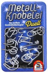 Sada kovových hlavolamů Duell v plechové krabičce