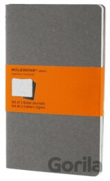 Moleskine – sada 3 stredných linajkových zápisníkov Cahiers – svetlosivá