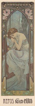 Alfons Mucha - Odpočinek noci - puzzle 1