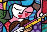 Romero Britto - Girl with guitar