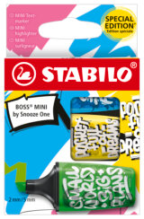 Zvýrazňovač - STABILO BOSS MINI by Snooze One  - modrá, žltá, zelená