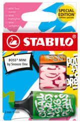 Zvýrazňovač - STABILO BOSS MINI by Snooze One  - oranžová, ružová, zelená