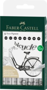 Popisovač Faber-Castell Ecco Pigment - súprava 8 ks, čierne, rôzne hroty