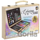 Sada na malovaní, kreslení v dřevěném kufříku 86ks