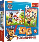 Sada 3v1 Tlapková patrola v akci (2x puzzle + pexeso)