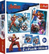 Sada 3v1 Avengers Hrdinové v akci (2x puzzle + pexeso)