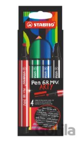 Prémiová vláknová fixka s hrubým klinovým hrotom - STABILO Pen 68 MAX - ARTY - 4 ks sada