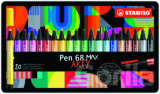 Prémiová vláknová fixka s hrubým klinovým hrotom - STABILO Pen 68 MAX - ARTY - 20 ks sada v plechu