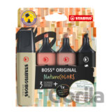 Zvýrazňovač - STABILO BOSS ORIGINAL NatureCOLORS - 4 ks sada - bahenná zelená, siena, umbra, čierna