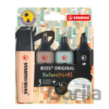 Zvýrazňovač - STABILO BOSS ORIGINAL NatureCOLORS - 4 ks sada - béžová, teplá šedá, zemitá zelená, čierna