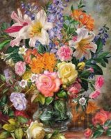 Diamantový obrázek - Květiny ve váze 30 x 40 cm