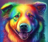Dřevěné puzzle Barevný labrador A4