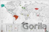 Stírací mapa světa EN - blanc silver XL