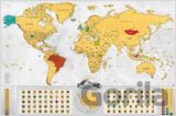 Stírací mapa světa EN - blanc gold XXL