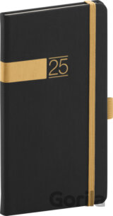 NOTIQUE Vreckový diár Twill 2025 (čierno-zlatý)