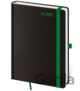 Diář 2025 Black Green týdenní A5 s poutkem na propisku