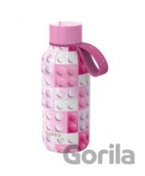Quokka Nerezová termoláhev Solid Kids s poutkem: Pink Bricks 330ml