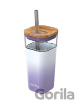 Quokka Skleněný cestovní hrnek s brčkem Liquid Cube: Lilac Gradient 540ml