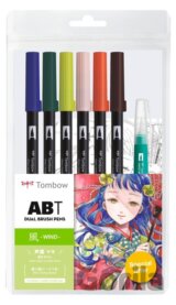 Tombow ABT sada oboustranných fixů Manga Wind 6 ks + vodní štětec